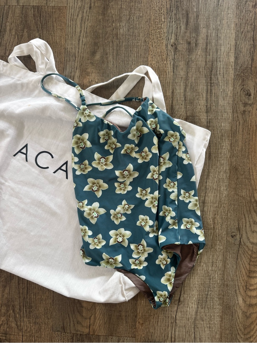 Like-new acacia Teal Floral One-Piece Swimsuit size S
